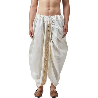 DISONE White Silk Readymade dhoti for Men