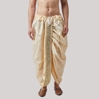                       DISONE Beige Silk Dhoti for Men                                              