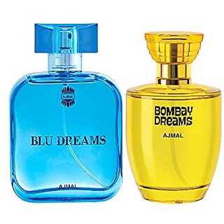                       Ajmal Blu Dreams EDP Citurs Fruity Perfume 100ml for Men and Bombay Dreams EDP Floral Fruity Perfume 100ml for Women + 2 Parfum Testers FREE                                              