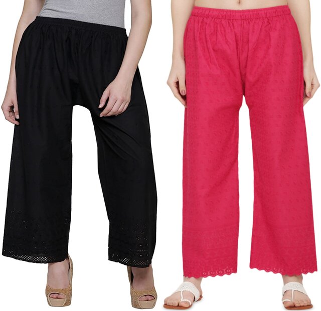 Buy VANILLAFUDGE Cotton Flared Wide Leg Palazzo Pants for Women Pack of 2   Combo  02 Large pazzo  plazzo for womens  palazzo pants women  plazzo Online at Best Prices in India  JioMart