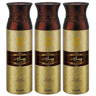                       Ajmal Wisal Dahab Deodorant Spray - For Men (200 ml Pack of 3) + 1 Perfume Tester                                              
