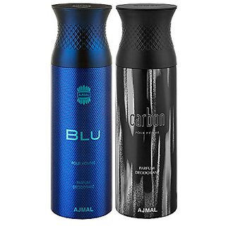                       Ajmal Blu and Carbon Deodorants for Men Pack of 2                                              