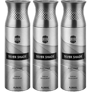                       Ajmal Silver Shade Deodorant Spray - For Men (200 ml Pack of 3) + 1 Perfume Tester                                              