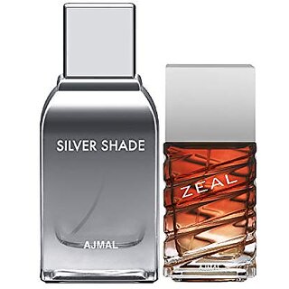                       Ajmal Silver Shade Edp Citrus Woody Perfume 100ml For Men And Zeal Edp Aqua                                              