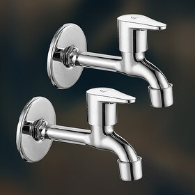 CUROVIT Torrent Zinc Alloy Long Nose Tap Pack of 2 Silver in Color for Bathroom