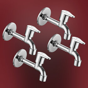 CUROVIT Torrent Zinc Alloy Long Nose Tap Pack of 4 Silver in Color for Bathroom