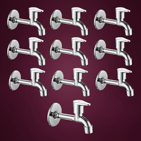 CUROVIT Torrent Zinc Alloy Long Nose Tap Pack of 10 Silver in Color for Bathroom