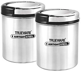 Trueware Stainless Steel Canister Liftup Airtight 500 Ml (Set Of 2 Pcs)