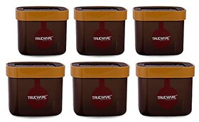 Trueware Eco Storage Hammered Kitchen Plastic Containers Set 750Ml1000Ml(Set Of 6 Pcs) Beige