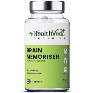                       Health Veda Organics Brain Memoriser Supplement for Better Concentration  Learning, 60 Capsules                                              