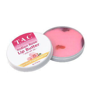                       T.A.C - The Ayurveda Co. Indian Rose Lip Butter 5g for Women and Men With Rose Petal  Vitamin E for Dry Lips                                              