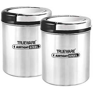                       Trueware Stainless Steel Canister Liftup Airtight 500 Ml (Set Of 2 Pcs)                                              