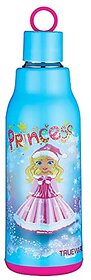 Trueware Lunar 600 Insulated School Kids Printed Water Bottle with Inner SteelHot Cold Bottle with Attractive Color GraphicsBPA Free570 ml Blue Princess