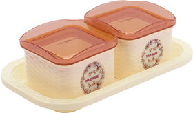 Trueware Daffodil Storage Container 500 Ml (Set Of 2 Pcs With Tray)