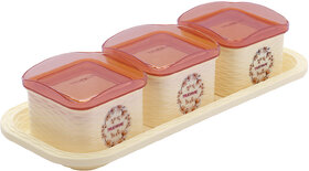 Trueware Daffodil Storage Container 500 Ml (Set Of 3 Pcs With Tray)