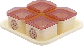 Trueware Daffodil Storage Container 500 Ml (Set Of 4 Pcs With Tray)