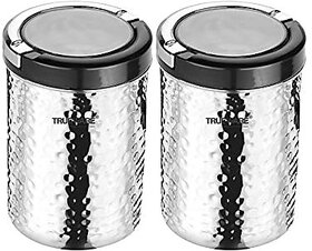 Trueware Stainless Steel Hammer Lift Up Plus Airtight 1000 ml Set Of 2Pcs -Steel