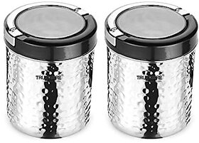 Trueware Stainless Steel Hammer Lift Up Plus Airtight 750 ml Set Of 2Pcs-Steel