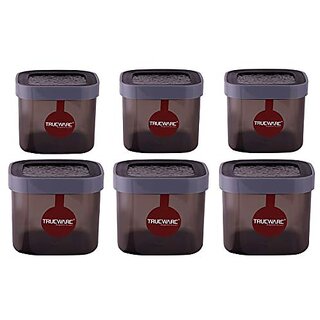                       Trueware Eco Storage Hammered Kitchen Plastic Containers Set 500Ml750Ml(Set Of 6 Pcs) Grey                                              