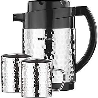                       Trueware Phoenix Plus Hammer Flask 800 Stainless Steel Double Wall Insulated Bottle/Jug With Double Wall Insulated 2 Mugs Thermos Hot And Cold Jug -750Mlsteel                                              