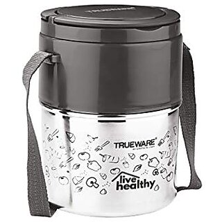 Trueware Steelex 3 Lunch Box 3 Insulated Stainless Steel Containers -350ml EachGrey