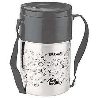 Trueware Steelex 4 Lunch Box 4 Insulated Stainless Steel Containers -350 ml EachGrey