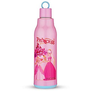                      Trueware Lunar 800 Insulated School Kids Printed Water Bottle with Inner SteelHot Cold Bottle with Attractive Color GraphicsBPA Free680 ml Pink Princess                                              