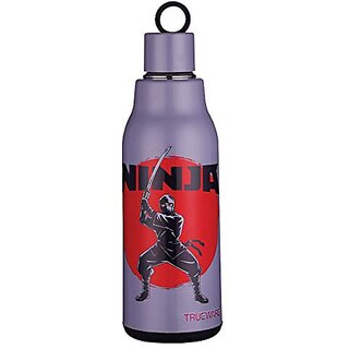                       Trueware Lunar 600 Insulated School Kids Printed Water Bottle with Inner SteelHot Cold Bottle with Attractive Color GraphicsBPA Free570 ml Purple Ninja                                              