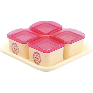 Trueware Daffodil Storage Container 500 Ml (Set Of 4 Pcs With Tray) Trueware Daffodil Storage Container 500 Ml (Set Of 4 Pcs With Tray)