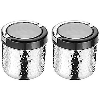 Trueware Stainless Steel Hammer Lift Up Plus Airtight 500 ml Set Of 2Pcs-Steel