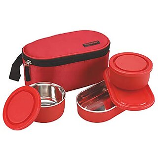 Buy Trueware Brunch 2+1 Insulated Lunch Box with Stainless Steel  InnerMicrowave Safe Containers3 Pack Tiffin Box for Office amp School Use-  Red Online - Get 59% Off