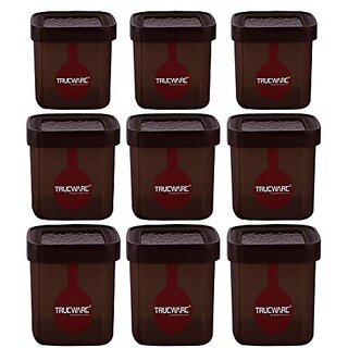                       Trueware Eco Storage Hammered Kitchen Plastic Containers Set 750Ml1000Ml1500Ml(Set Of 9 Pcs) Brown                                              