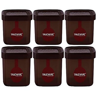                       Trueware Eco Storage Hammered Kitchen Plastic Containers Set 1000Ml1500Ml(Set Of 6 Pcs) Brown                                              