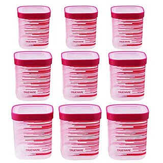                       Trueware Eco Storage Printed Kitchen Plastic Containers Set (Bpa Free) 750Ml1000Ml1500Ml(Set Of 9 Pcs)Pink                                              