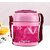 Trueware Office Plus 2 Lunch Box 3 Stainless Steel Containers Tiffin Insulated Lunch Box Outer Plastic Body BPA Free300 ml x 2 200 ml x 1-Pink