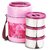 Trueware Office Plus 3 Lunch Box 3 Stainless Steel Containers Tiffin Insulated Lunch Box Outer Plastic Body BPA Free300 ml x 3- Pink