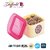 Trueware Daffodil Storage Container 500 ml (Set of 3 pcs with tray) Unbreakable Airtight Cookies Dryfruit Container set for Serving- Pink