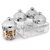 Trueware Kimora Plus Serving Set Of 4 Pcs With Tray -Silver Cyrstal Cut Pattern Plastic Dry Fruit Jars 500ml Each Unbreakable Container