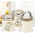 Trueware Lift up STC Canister Set of 3 Sugar Tea coffee 750 ml each with Plastic Body BPA free (Olive Green)