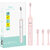 Rilapp Rechargeable Sonic Electric Toothbrush  Electric Brush with 4 Soft Bristle Heads (Pink)