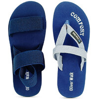 OLIVER WALK Trending Sandal  Flip Flop Set For Men - Blue (Pack of 2)