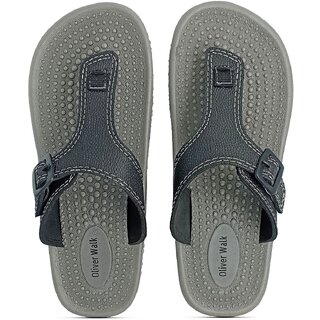                       OLIVER WALK Convenient Flip Flop For Men - Grey(Black) (Pack of 2)                                              