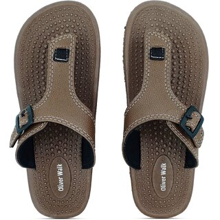                       OLIVER WALK Graceful Flip Flop For Men - Brown (Pack of 2)                                              