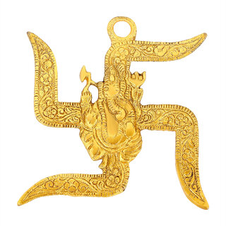                       Brass Ganesh on Swastik Hindu Home dcor  House warming door hanging Gift                                              