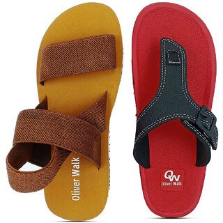                       OLIVER WALK Men Trending Sandal  Flip Flop Set (Pack of 2)                                              