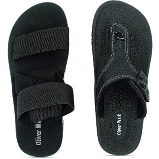 OLIVER WALK Men's Trending Sandal  Slipper Set (Pack of 2)