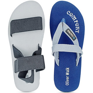                       OLIVER WALK Men Multicolor Flip Flop  Sandal Set (Pack of 2)                                              