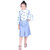 Kid Kupboard Cotton Girls Dress {Full-Sleeves, White & Blue, Collared Neck}