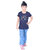 Kid Kupboard Girls T-Shirt {Cotton, Half-Sleeves, Dark Blue, Solid}