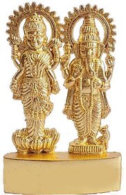 Gold Plated Metal Decorative Standing Laxmi Ganesh Idol For Home Office And
